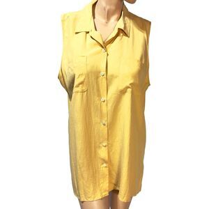 J Jill Button Up Sleeveless Top Women’s Size XL Yellow Shirt